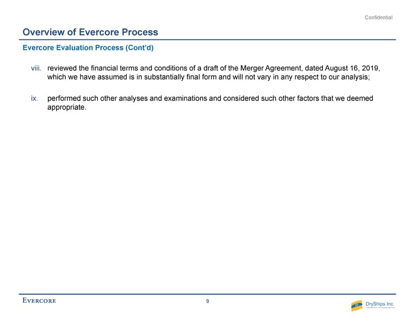 Evercore slide breaking DryShips' 2019E-2023E EBITDA down by segment